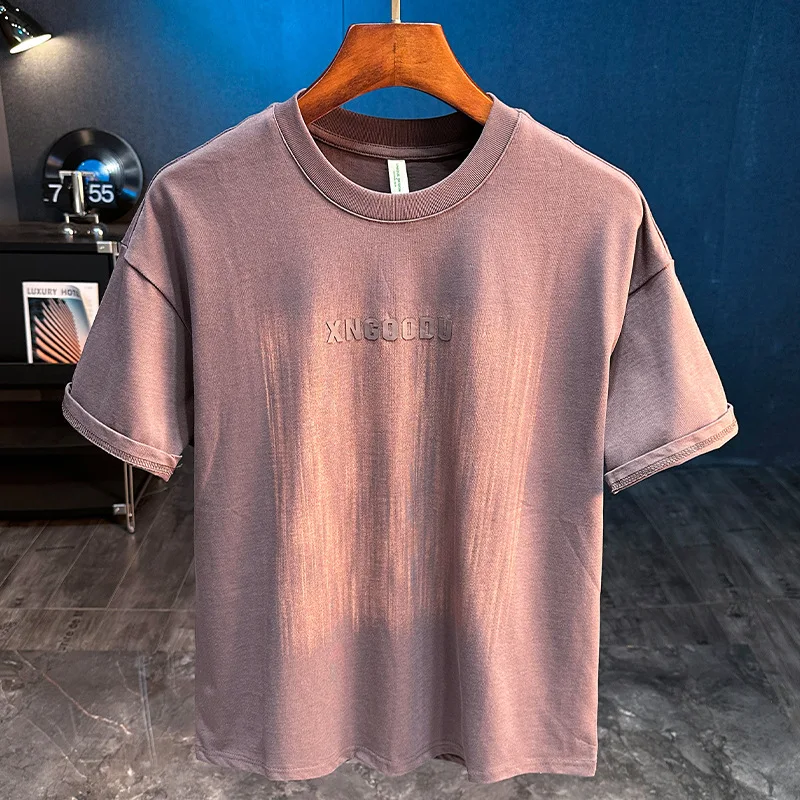 

2025 new American retro high street printed men's short sleeved T-shirt for summer niche trend versatile clothing