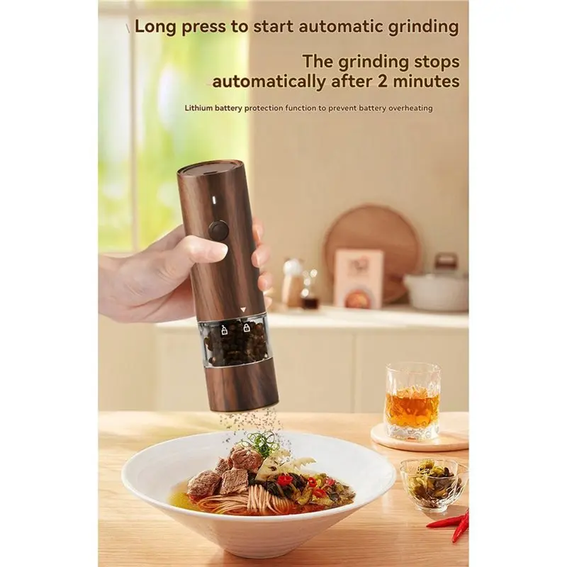 B83B-Rechargeable Salt And Pepper Grinder Set Electric Pepper Grinder Adjustable Thickness