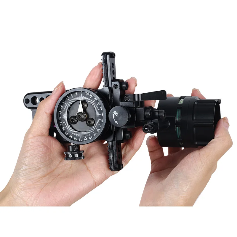 1pc Arco composto Sight Single Pin Sight Scope Caccia Tiro con l'arco Accessori Mano destra Micro-regolabile
