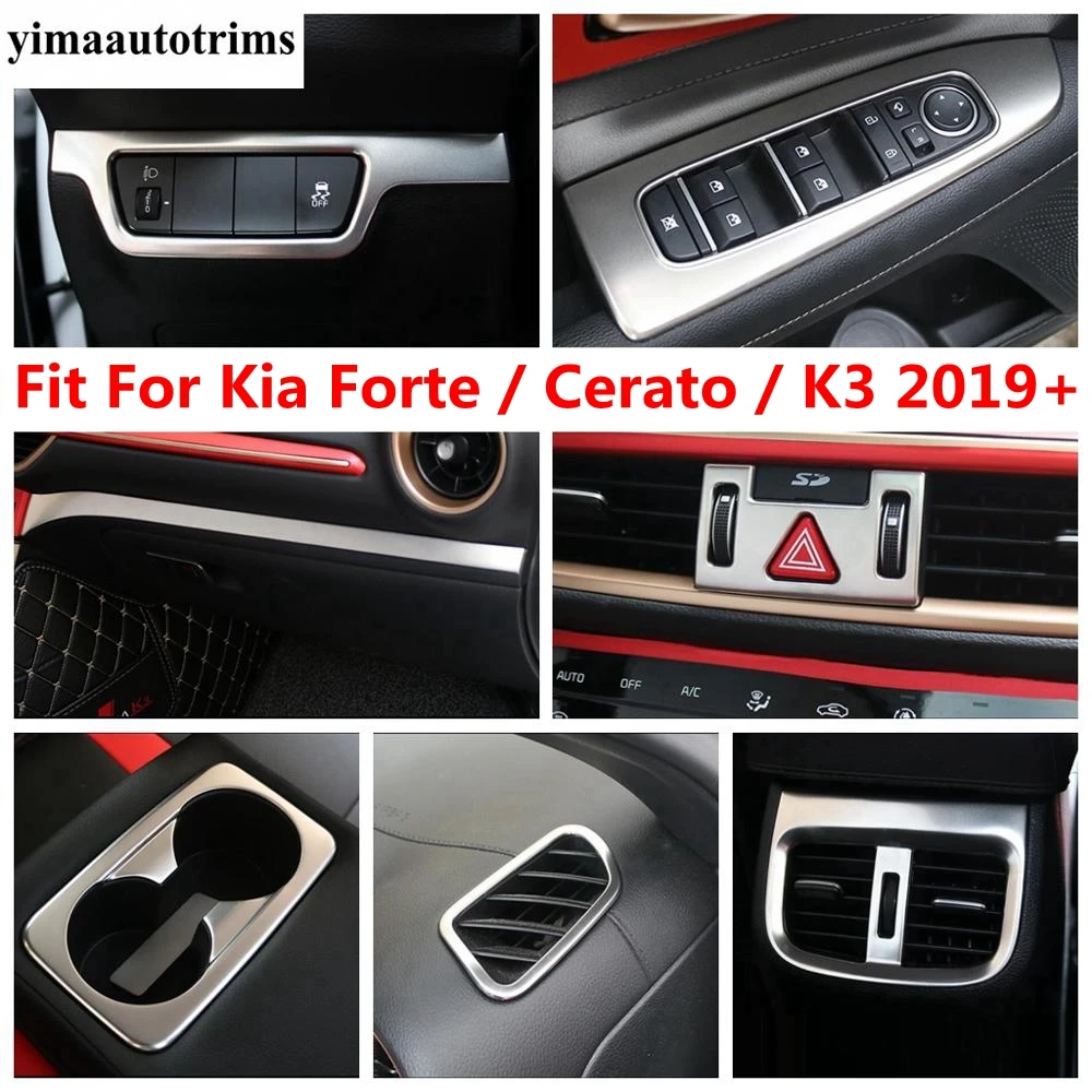 

For Kia Cerato Forte K3 2019 - 2023 Rear Air AC Vent Head Light Water Cup Holder Cover Trim Stainless SteeI Interior Accessories