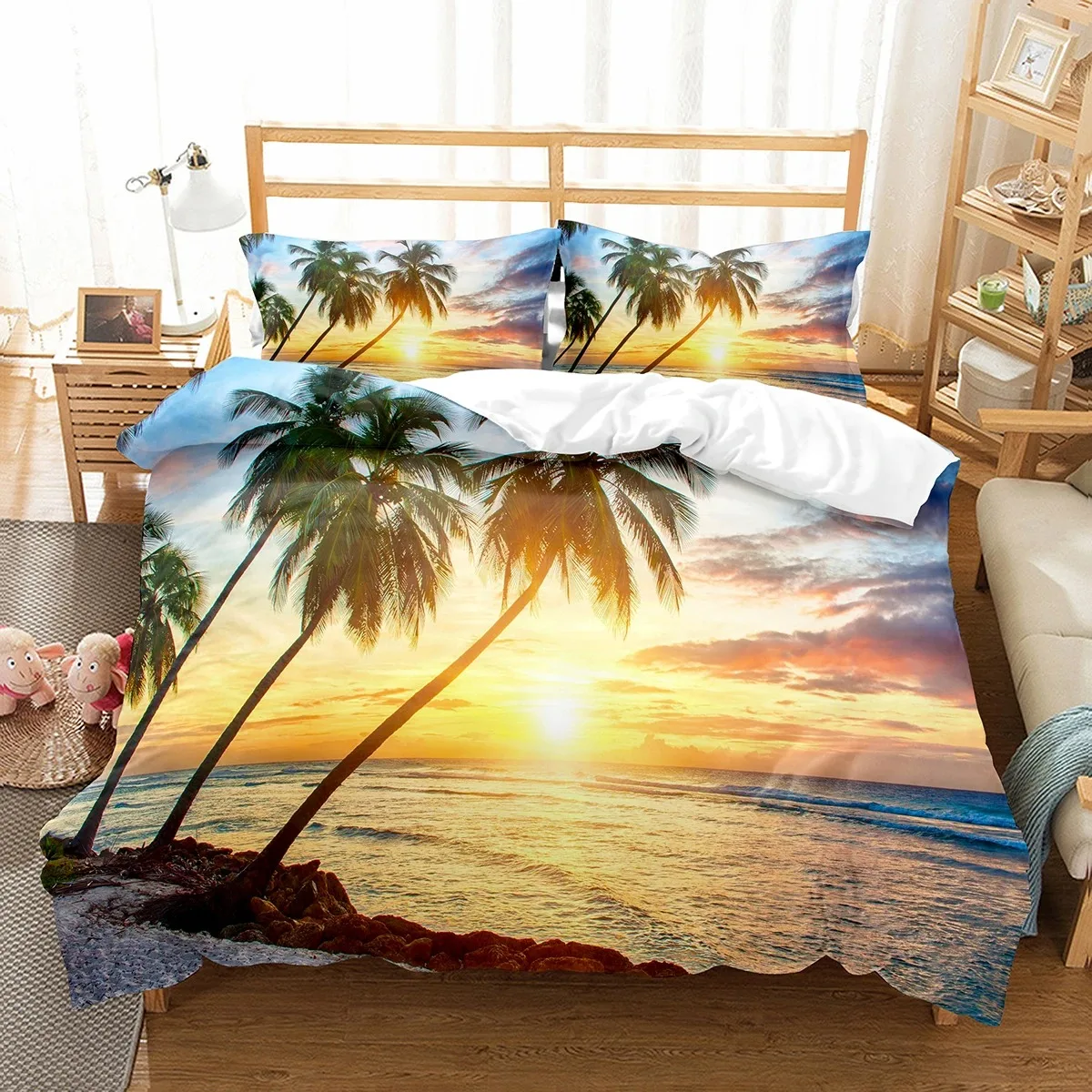 

Hawaii Duvet Cover Set Beach Sea Quilt Cover for Kids Boys Girls Bedding Set Summer Themed Comforter Cover King Queen Full Size