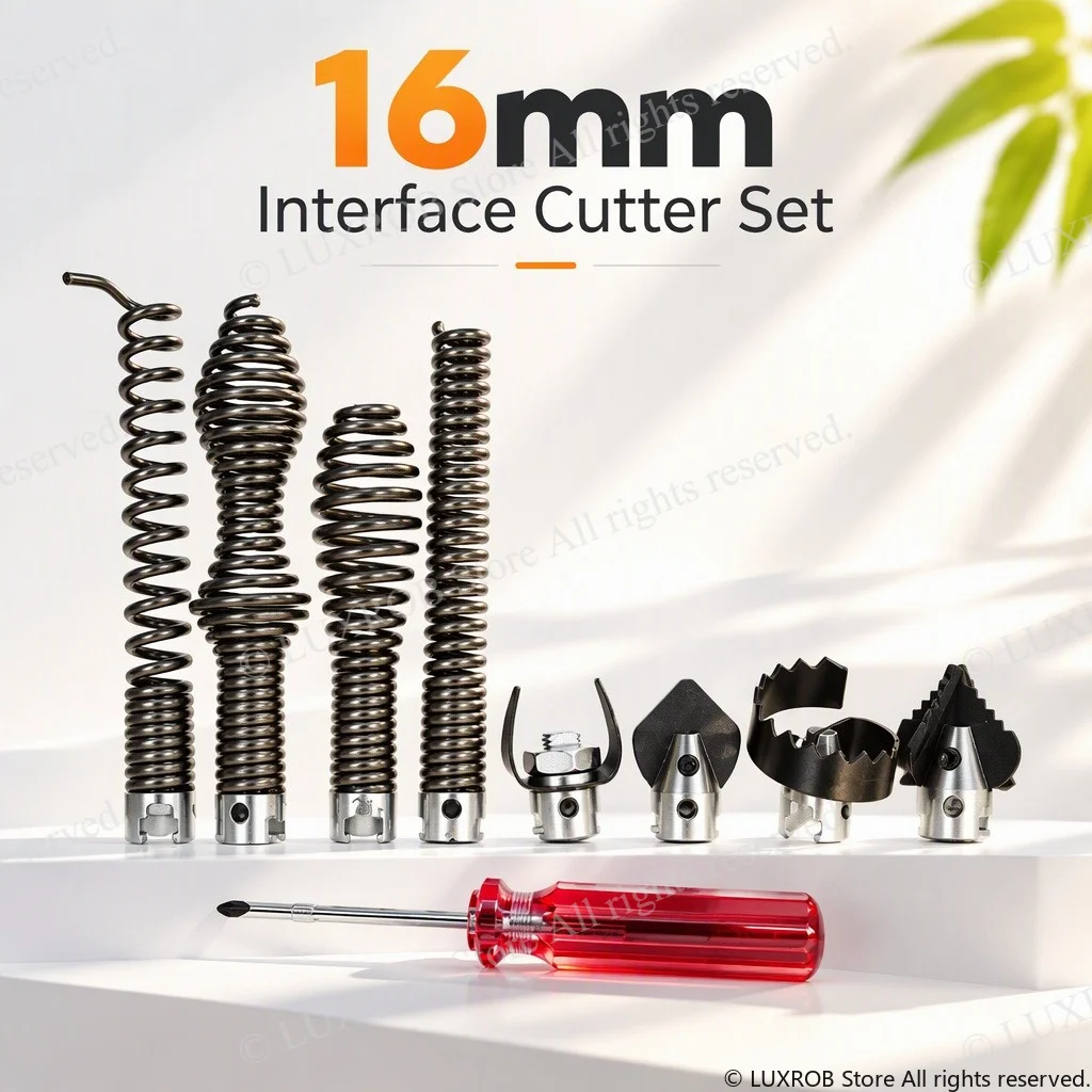 9個入り-16mm-ダウンパイプ用ヘラ刃セット、マンガン鋼製排水管用ヘラ刃、防錆加工、パイプ詰まり除去用