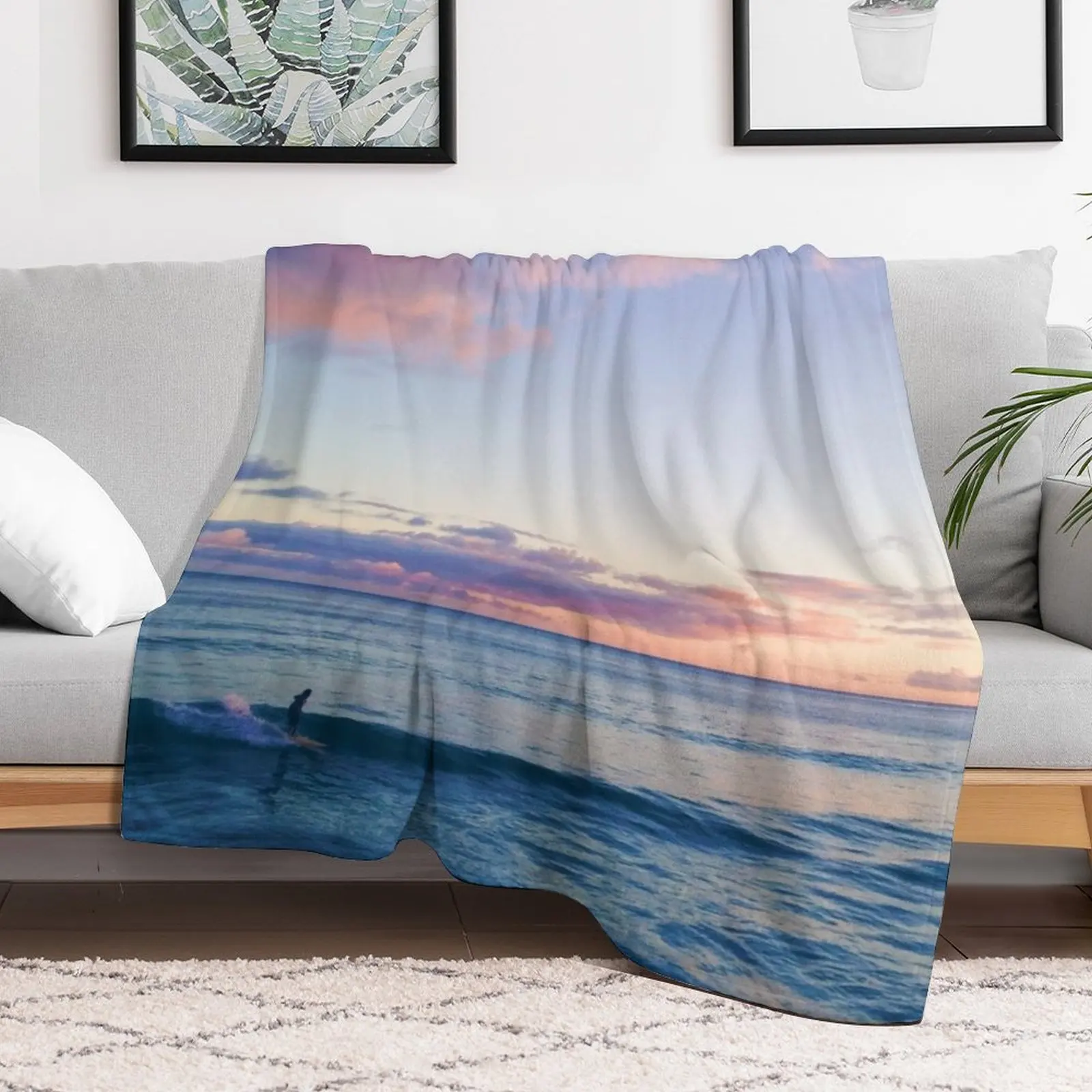 Surfin in a Pastel Dream - Honolulu, Hawaii Throw Blanket Thermal valentine gift ideas Blankets