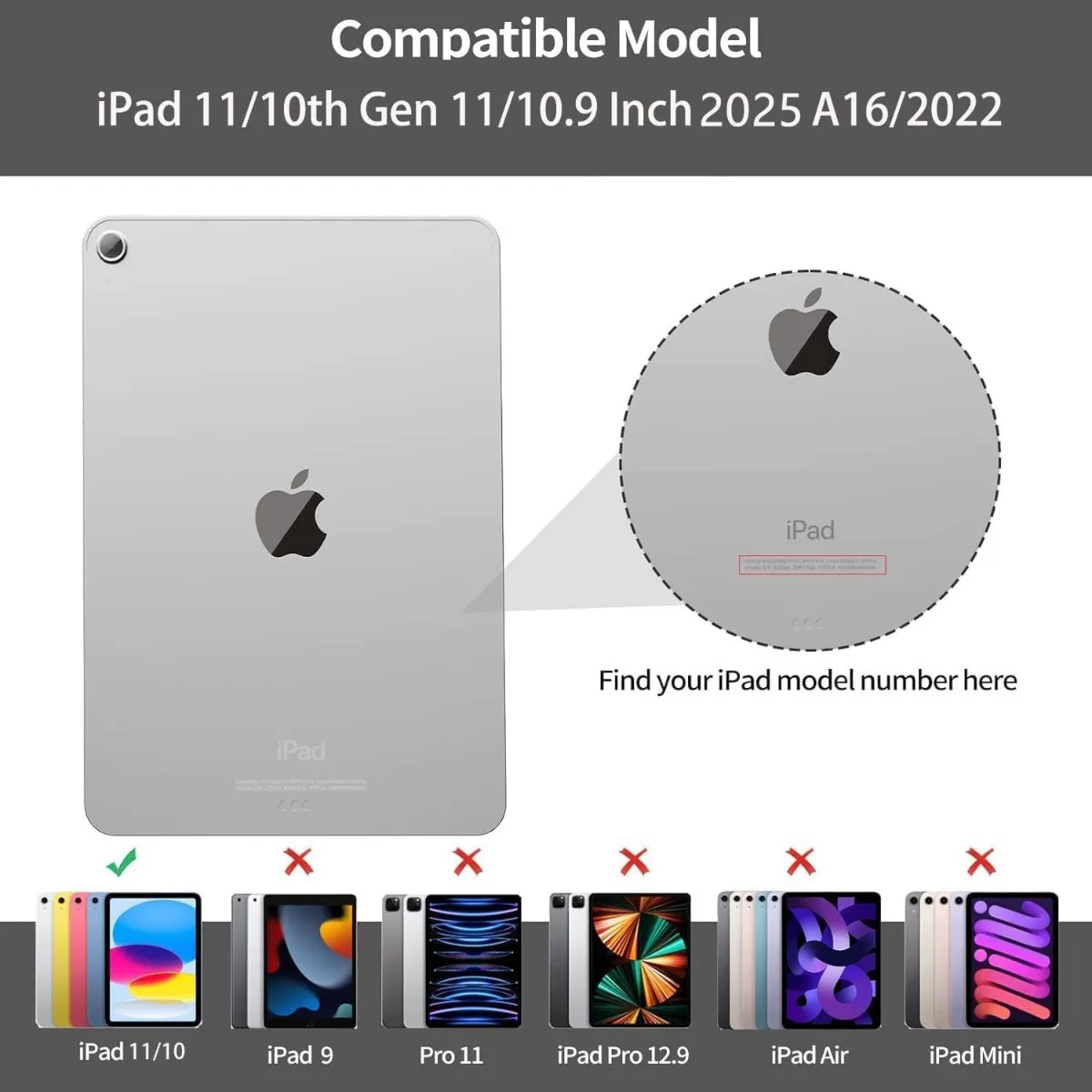 Funda para iPad de 11/10a generación con portalápices de 11/10,9 pulgadas, 2025 A16/2022, carcasa trasera de TPU suave, funda protectora híbrida delgada con soporte