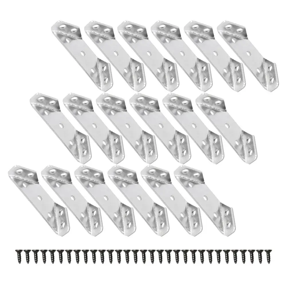 1Set Stainless Steel Corner Support Bracket Set for Cabinets Furniture Countertops Shelves Wood DIY Projects Heavy Duty Angle
