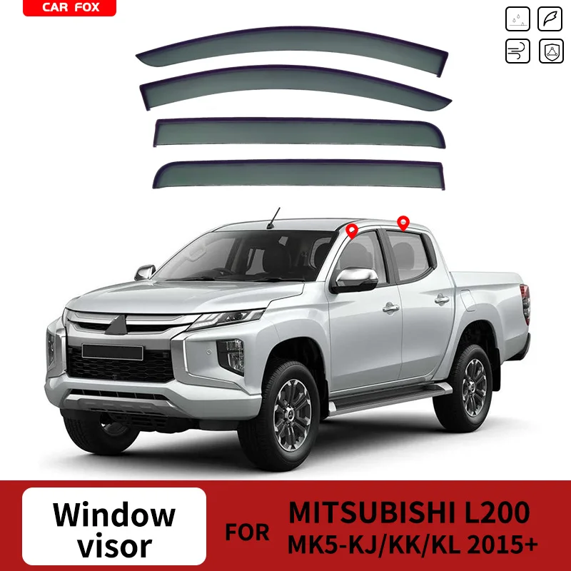 

FOR Mitsubishi L200 KA KB KJ KK KL 2006-2022 Plastic Window Visor Vent Shades Sun Rain Deflector Guard 4PCS/SE