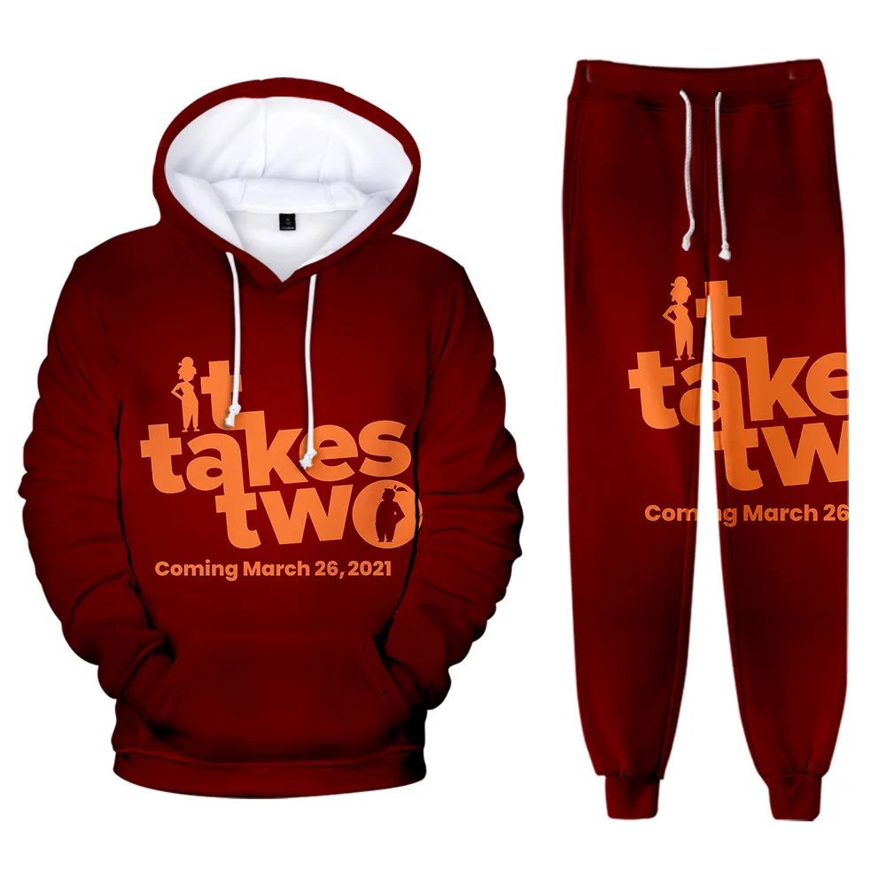 

Fashion Creative It Takes Two 3D Print Sweatshirt Sweatpants Suit Women's Hoodies+ Trousers Suit Boys/Girls 2 Piece Set Clothes