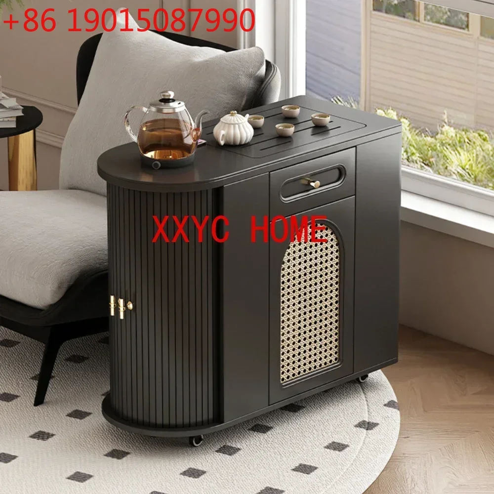 

Легкий роскошный мобильный комплект для дома: маленький столик и стулья, современный чайный столик с каменной столешницей для балкона на колесиках