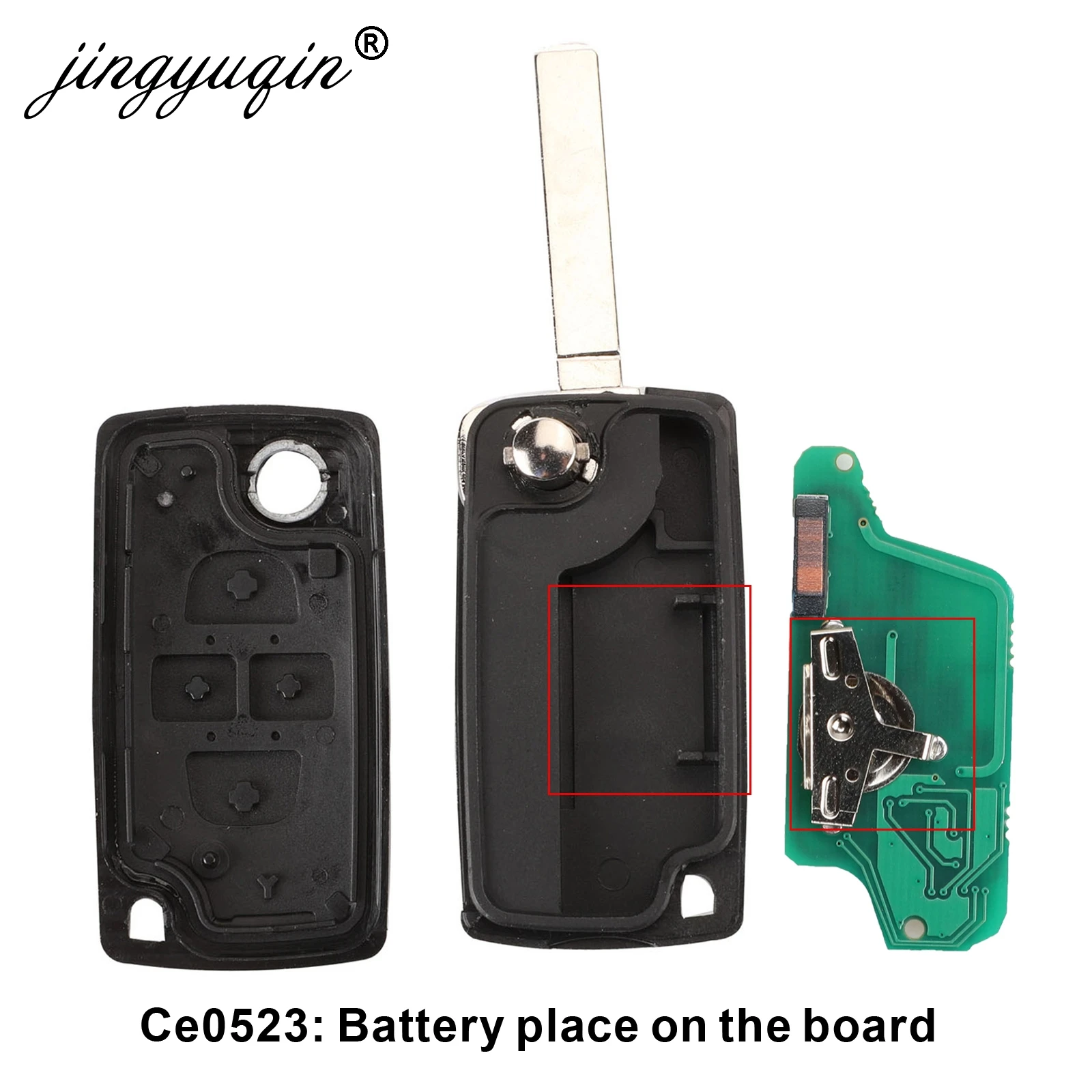 Jingyuqin ASK/FSK 433Mhz 4 Botões Flip Floding Chave Remota Controle Fob Para Peugeot 1007 Para Citroen C8 VA2/HU82 Lâmina CE0523