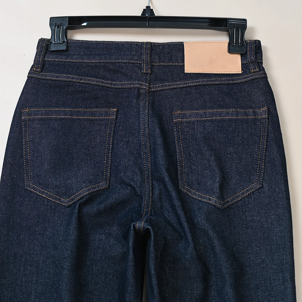 Jean taille haute extensible jambe droite bleu profond femme automne hiver nouveau Sle décontracté fermeture à glissière pantalons longs TING