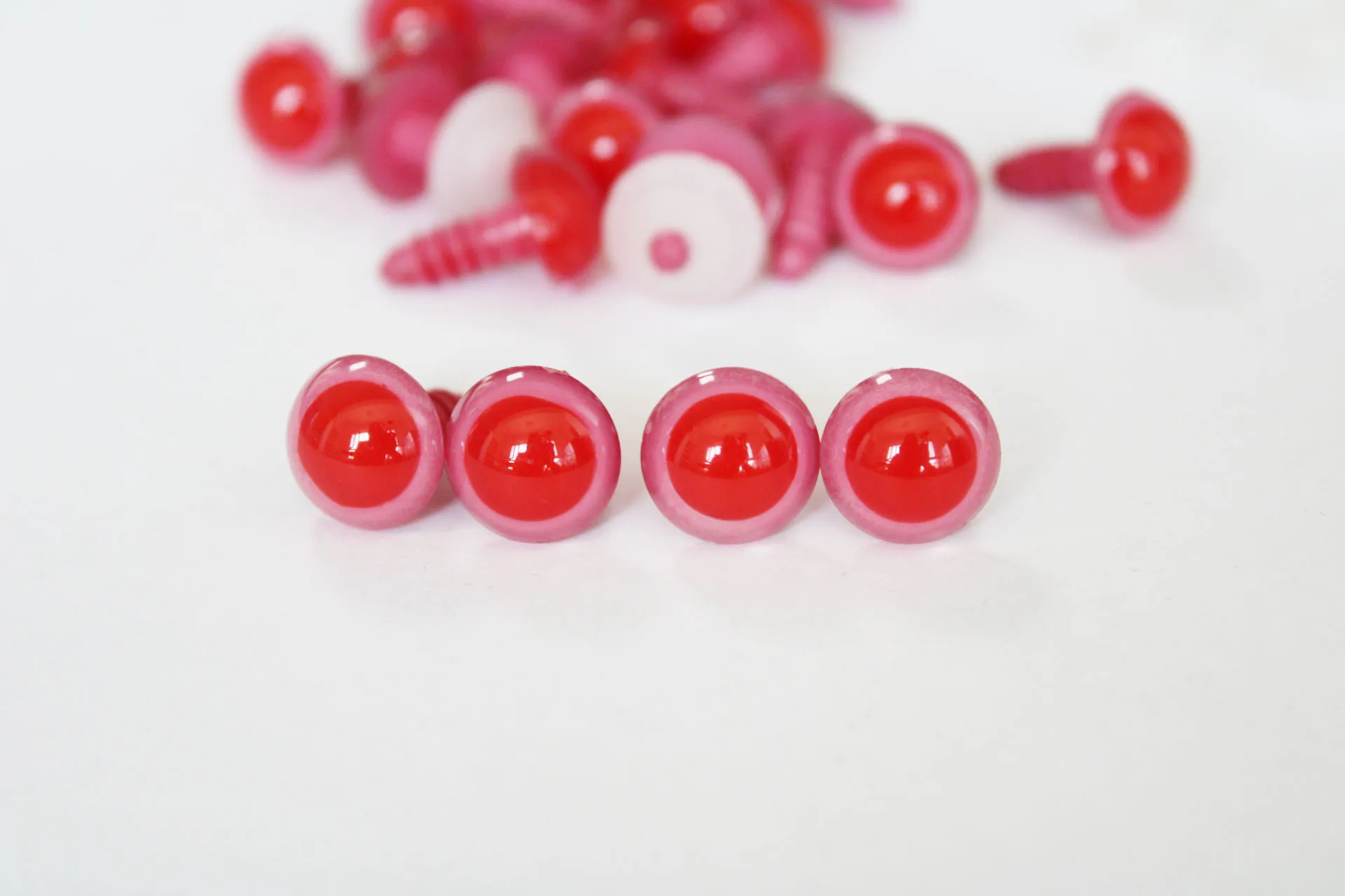 40 teile/los --- 10mm 12mm 14mm 16mm 18mm 20mm 24mm runde rot rosa sicherheit augen mit scheibe für diy puppe plüsch puppe