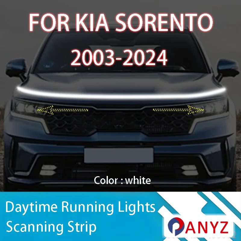 

ДЛЯ Kia Sorento2003-2024 Новое обновление светодиодных дневных ходовых огней сканирования запуска капота автомобиля DRL направляющая декоративная лампа окружающего света 12 В