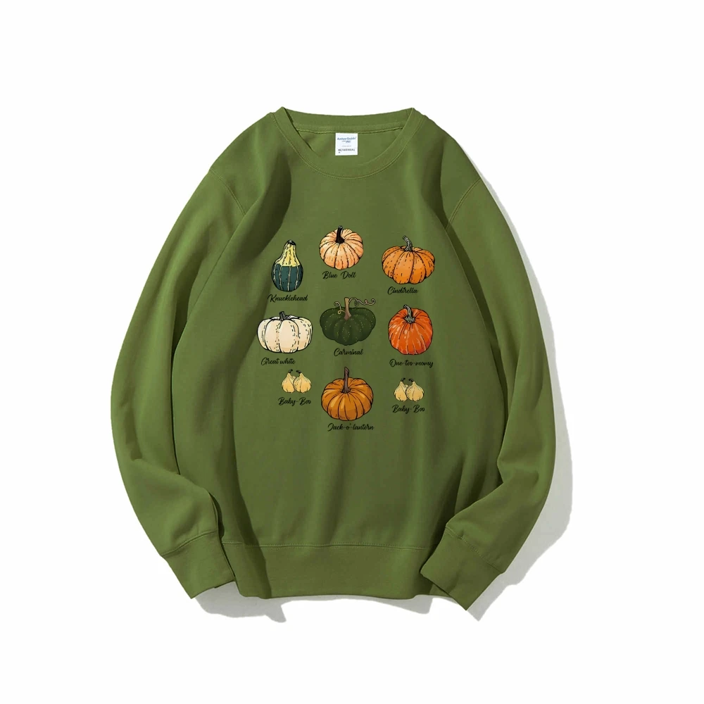 Fall Halloween Pumpkin Patch Sweatshirt Type Of Pumpkins Spooky Season Holiday Autumn Long Sleeve Top Thanksgiving Gift Outfits