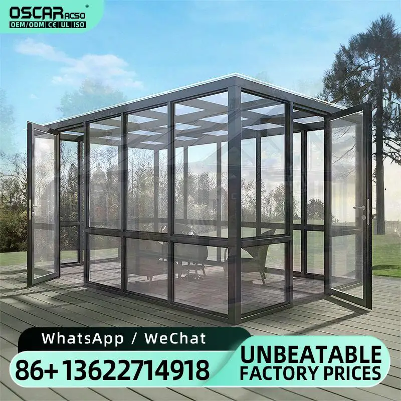 Modern Free Standing Glasshouse Heavy Duty Sun Room for Backyard Patio Garden sunroom