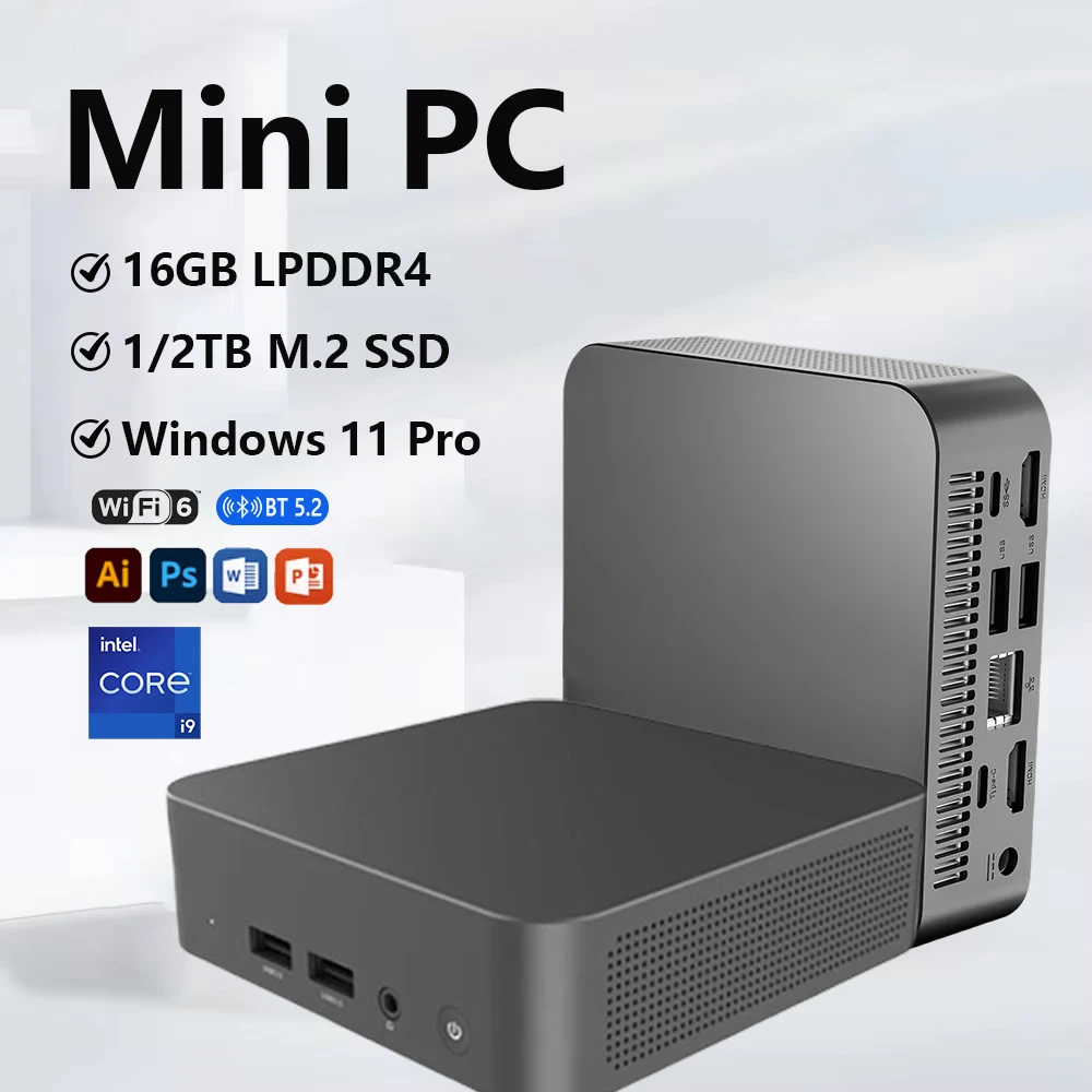 Windows 11 Pro Intel Core i9 8950HK Mini PC 16GB DDR4 1TB SSD PC Gamer Computer Dual WIFI 6 BT5.2 4K HD Mini Gaming PC Desktop