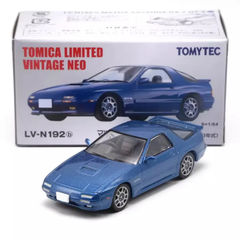 Takara Tomy Tomytec 1/64 TLV-192b Mazda Savanne RX-7 GT-X Blauwe Legering Speelgoed Motor Diecast Metalen Model Geschenken