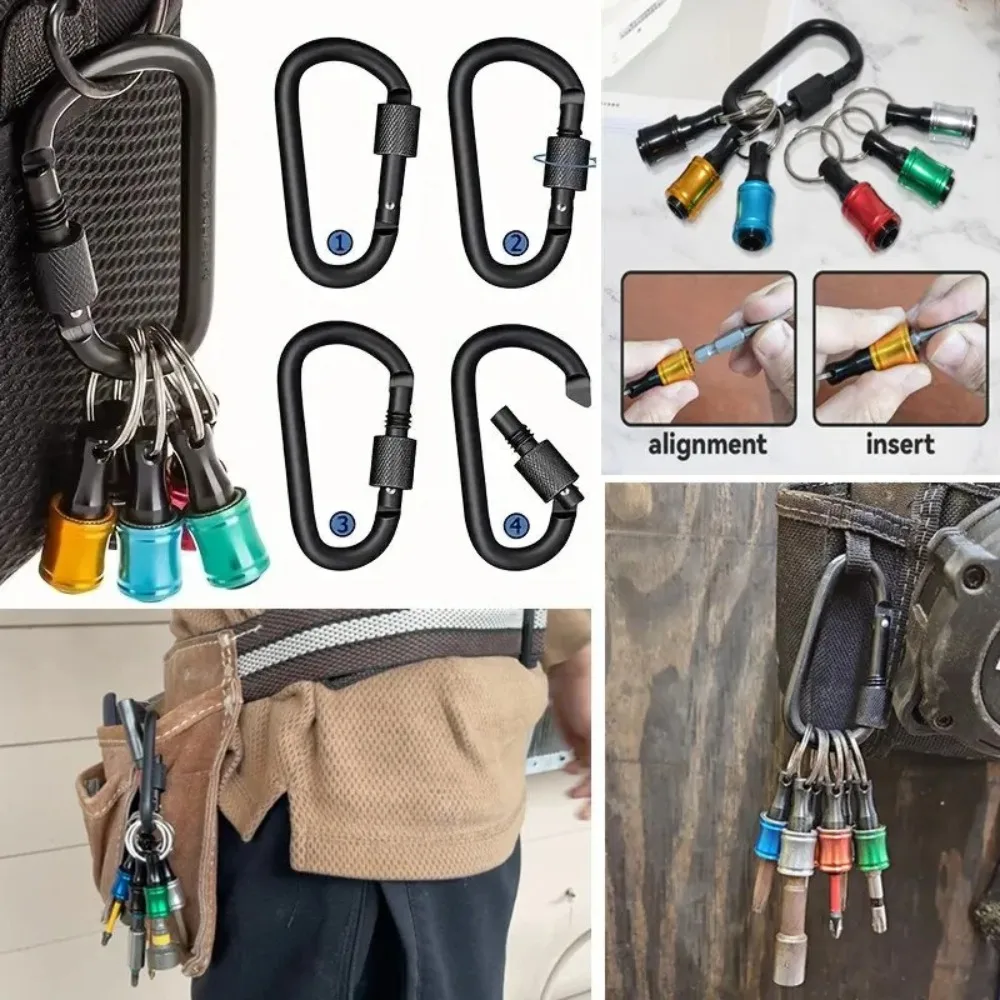 6pcs 6pcs Key Chain Adapter Drill Bit Portable Hexagonal Shank Screwdriver Head Holder Quick Change Extension Rod Handheld