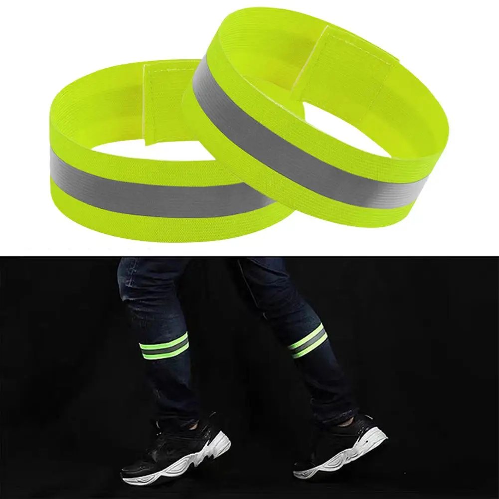 1 Pair Reflective Bands Elastic Armband Wristband Ankle Jogging Straps Night Safety Leg Running Reflector Cycling Kids Outd D4P0