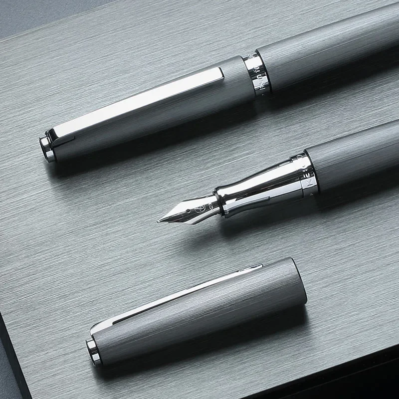 Jinghao KACO BALANCE Series Metal Grey with Silver Clip Fountain Pen 0.5mm F Nib Inking Pens for Business Office Christmas Gift