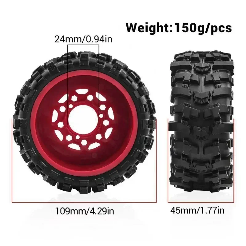 

4Pcs 109mm 1/10 Short Course Truck Tire Tyre with 12mm 14mm 17mm Wheel Hex for Trxs Slash ARRMA SENTON RC Car