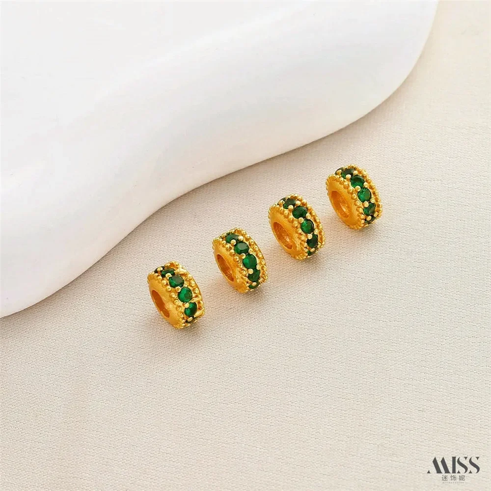 

18K Gold Color Ring Colored Zirconium Wiring Harness Ring Back Cloud Bead Diy Bracelet Necklace String Jewelry Accessories