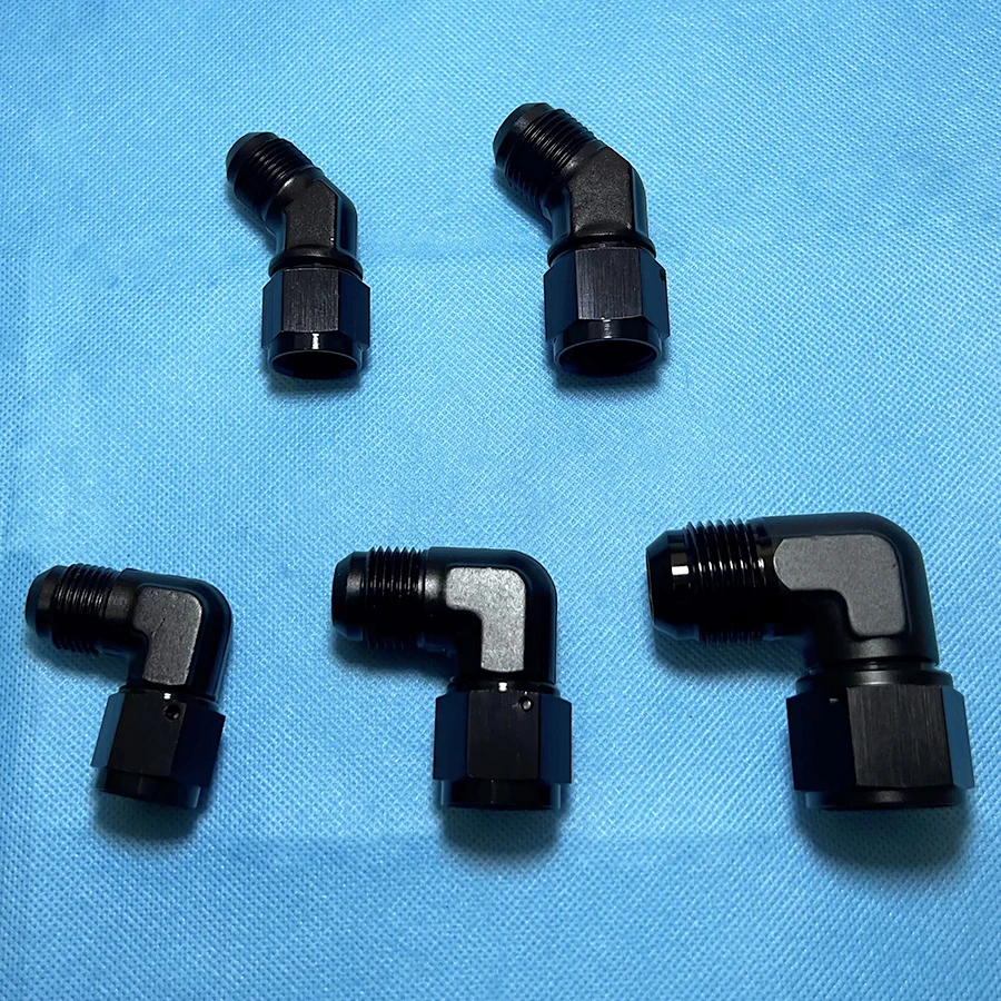 AN6 AN8 AN10 AN12Female to Male Flare  45Degree / 90Degree Swivel Hose  Adapter Fitting Black