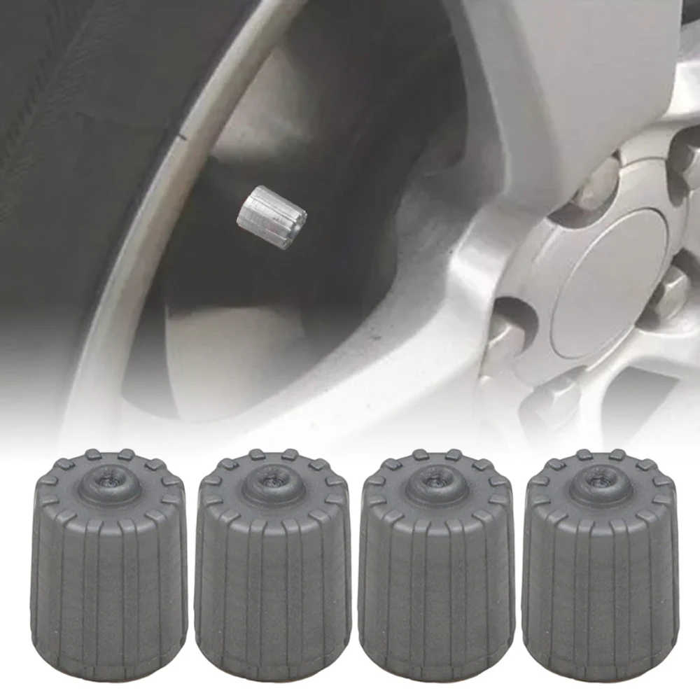 Pneu Válvula Stem Cap com Junta, Substituição do carro Acessórios, Pneu Tampas Haste, Plástico, cinza, TPMS, 10pcs por conjunto