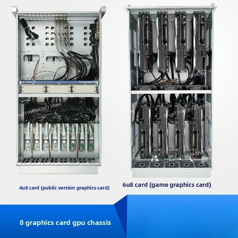 GPU Server Chassis, 5/6/8/10 GPU Slots, Compatible with RTX 4090, 4+1 Redundant Power Supply for Deep Learning