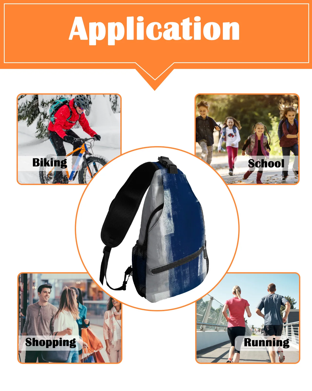 Abstract Oil Painting Texture Blue Grey Chest Bag Men Fashion Shoulder Bag Outdoor Sports Casual Waterproof Crossbody Bag