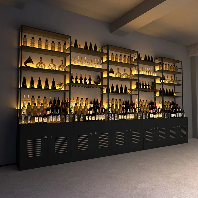 

Buffet Bottle Salon Wine Cabinets Liquor Storage Club Restaurant Drink Wine Rack Metal Commercial Industrial Wijn Kast Furniture