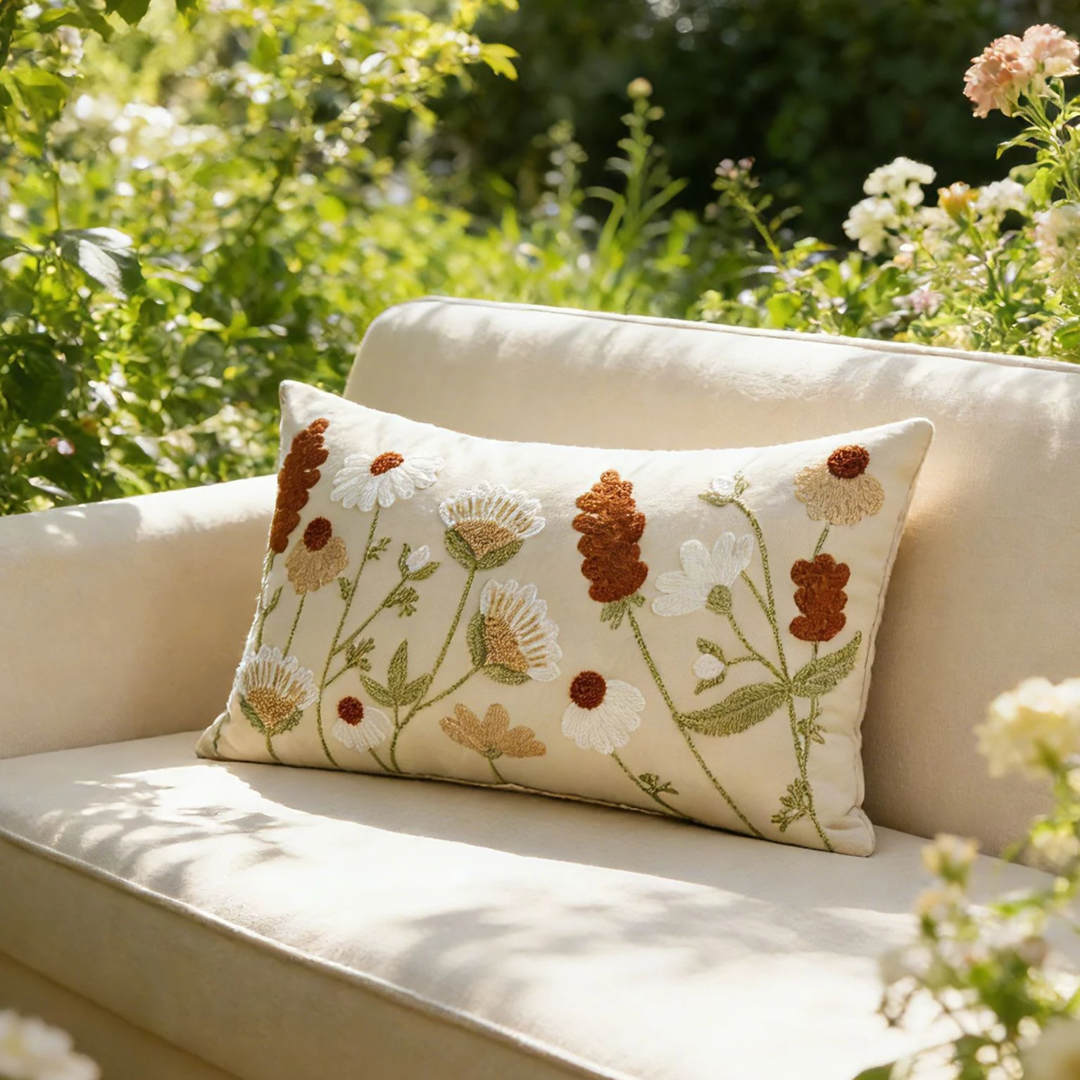 Wild Floral Pillow Cover 30x50cm  Embroidery Dandelion Daisy Butterfly Home Decoctive Cushion Cover for Sofa Couch Bed