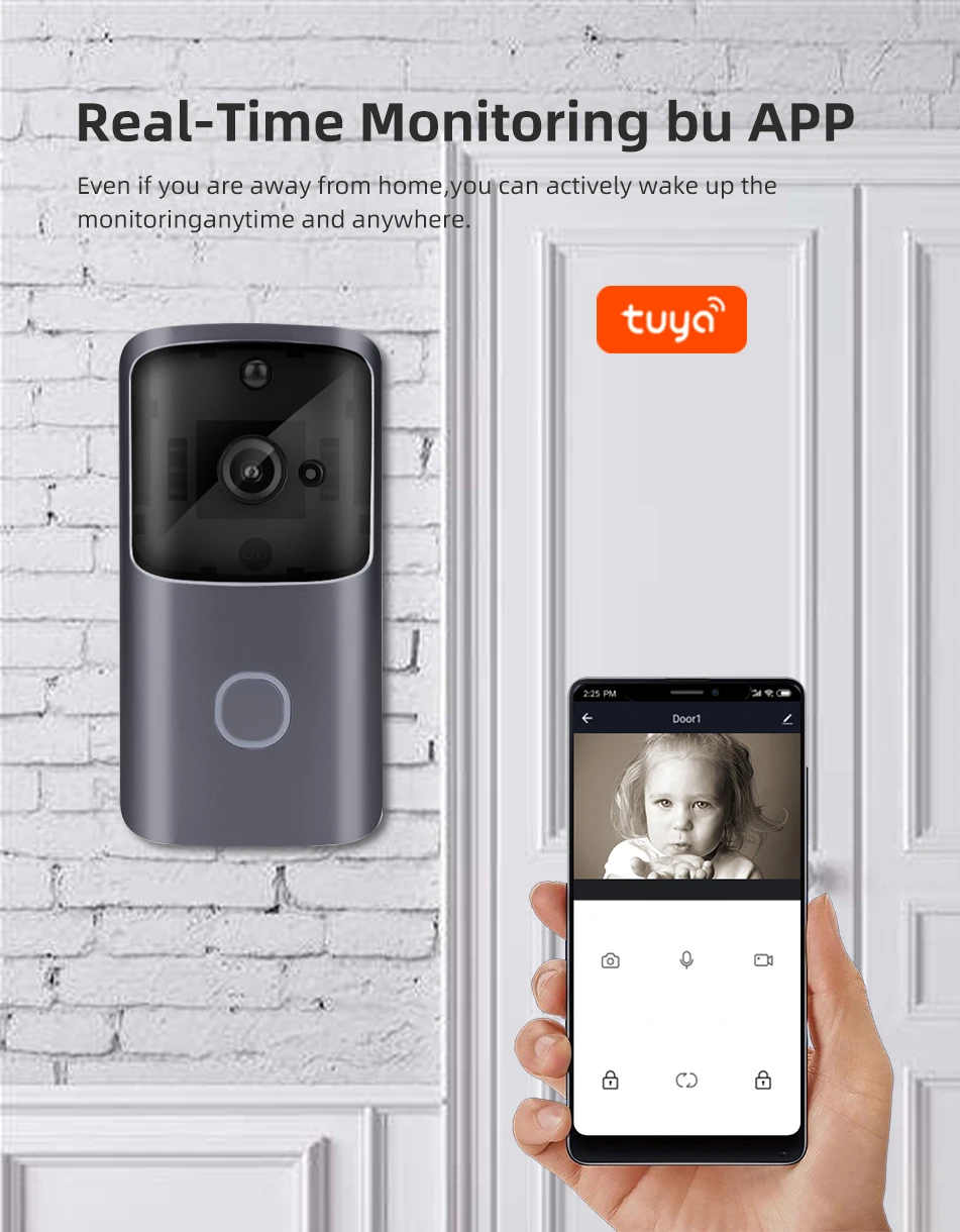 Video Doorbell Camera WiFi Wireless Doorbell Smart Home Door Bell Tuya HD Camera Outdoor Mini Video Intercom Two Way Audio