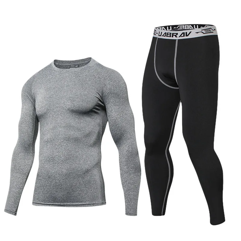 2 Piece Men's Quick-drying Sports Suit Fitness Running Tight Elastic Trousers With Cap Gradient Coat Round Neck Casual T-shirt