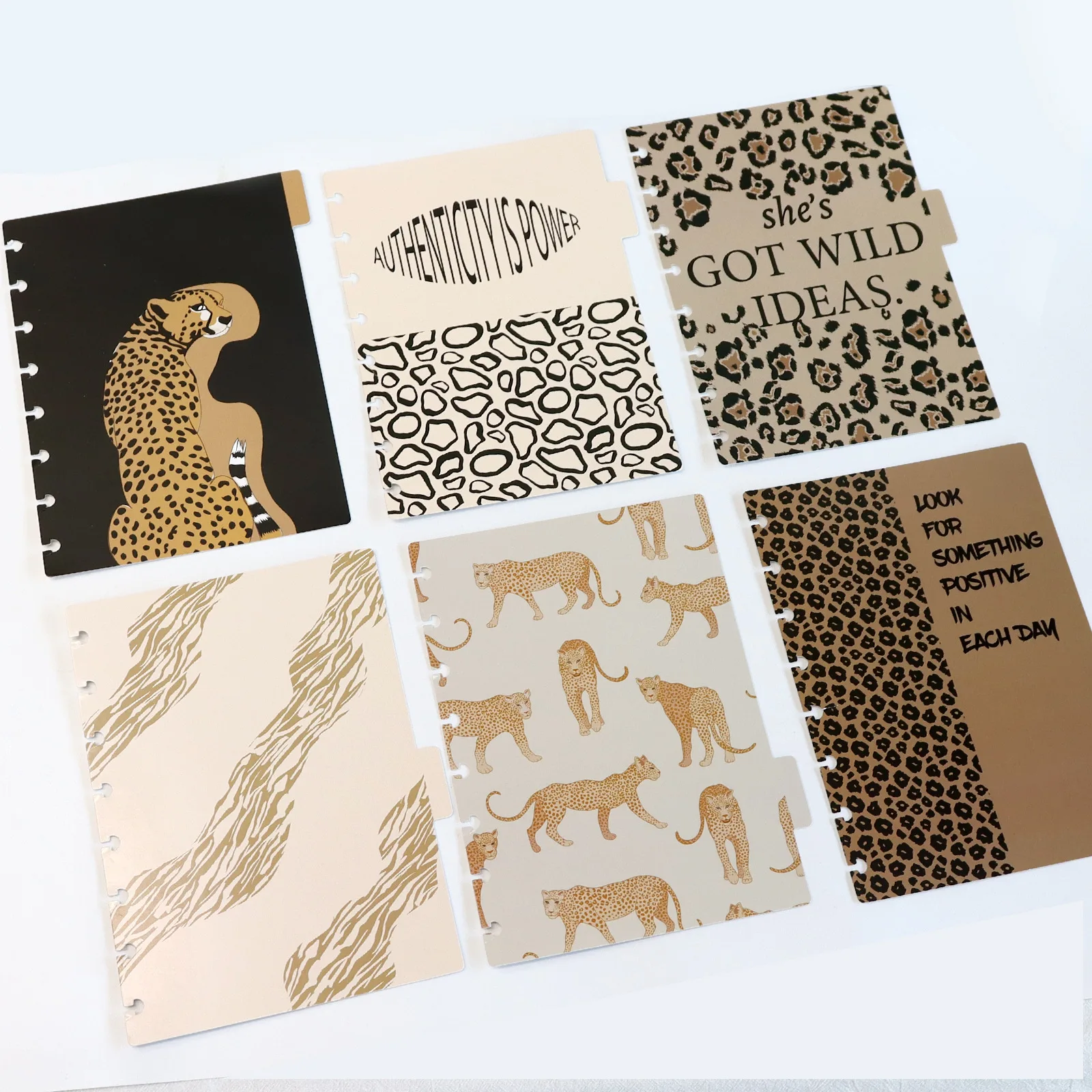 Cute Leopard A5 Loose Leaf Notebook Spiral Bindr Index Separator Page 6pcs Dividers Diary Journal Refill Paper School Stationery