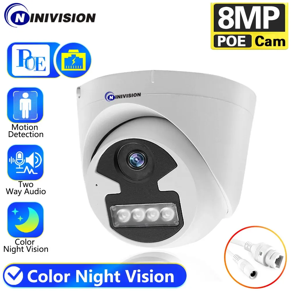 

4K 8MP Camera Smart Dual Light Active Deterrence Fixed-focal IPC Human Detection Dome Series Two-Way Talk Network Security Cam