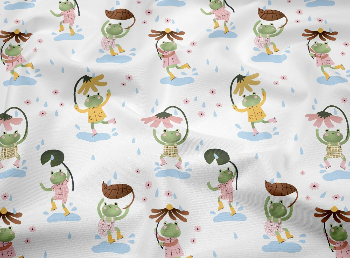 Cute Frog Grid Twill Cotton Fabric DIY Sewing Dress Patchwork Quilting Fat Quarters Material Tissus For Baby&Child Tecido Tilda