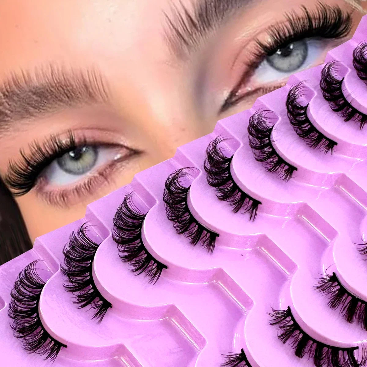 Neues 10-Paar-Set mit halben Augen, natürliche künstliche Nerz-Wimpern, Katzen-Wimpern-Set, Verlängerungswerkzeug