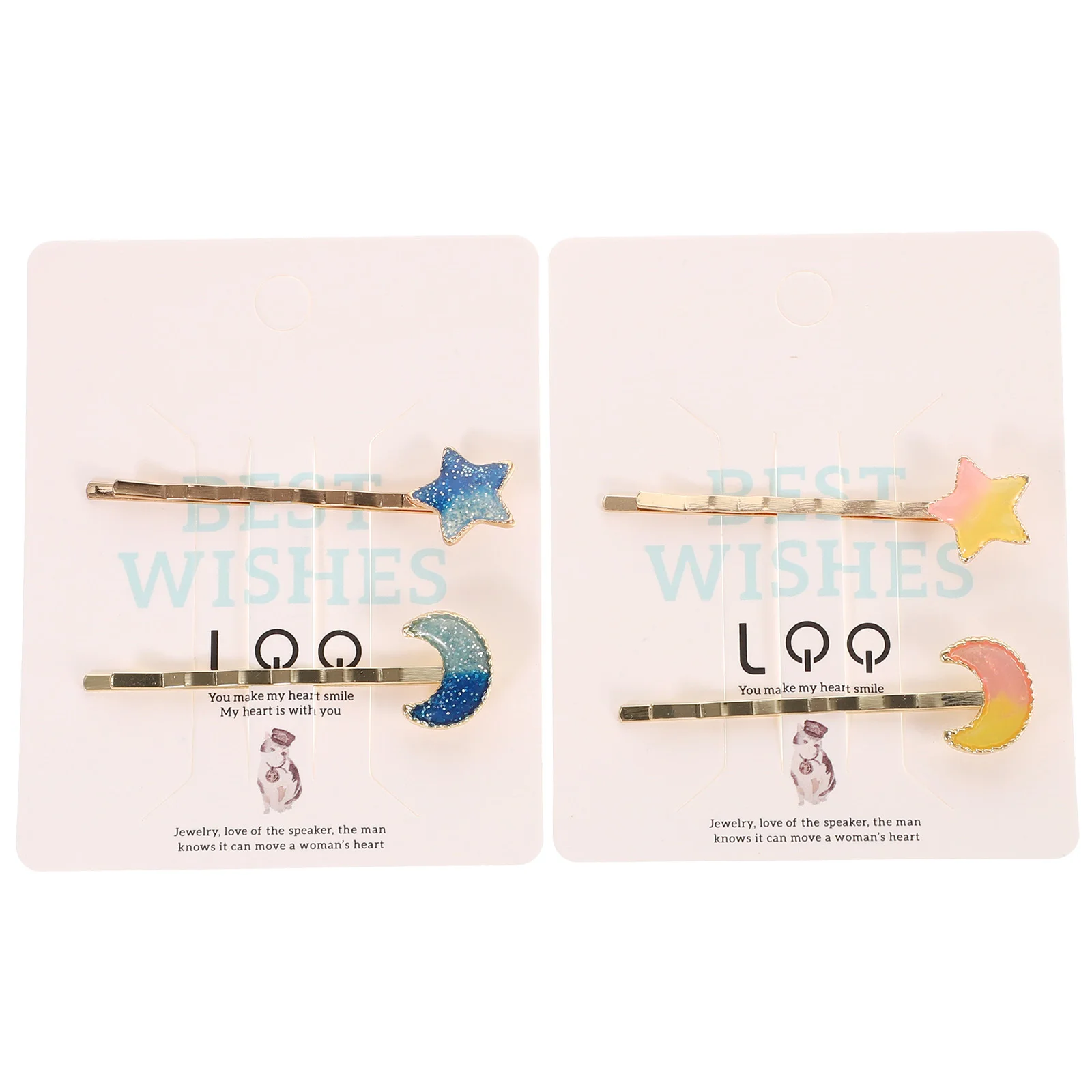 

4 шт., заколки со звездами, уникальные аксессуары для девочек для вечеринки, банкета, синяя луна, звезда, желтый, элегантный дизайн, заколка для волос для девочек