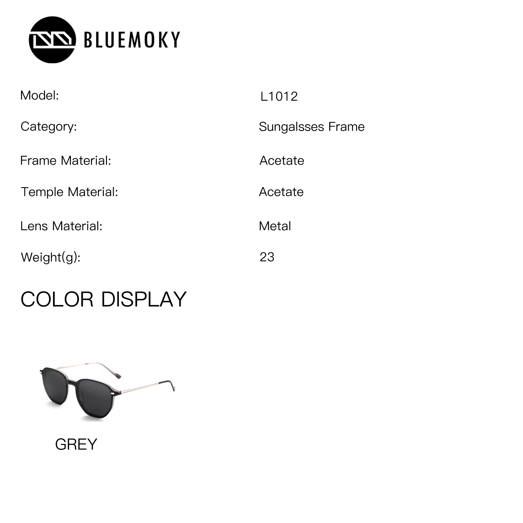 BLUEMOKY S Size Women's Acetate Polygon Magnetic Clip On Prescription Eyeglasses  UV400 Graduated Glasses Myopia Lenses