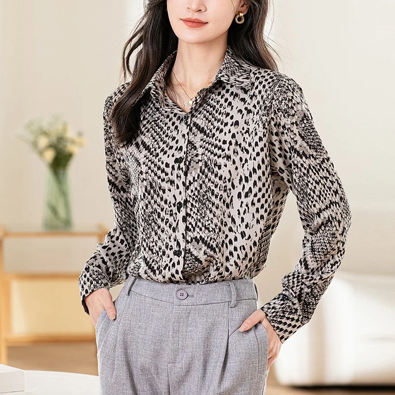 

Винтажные женские блузки с принтом, повседневные рубашки, модная свободная летняя одежда, шифоновые женские топы с длинными рукавами