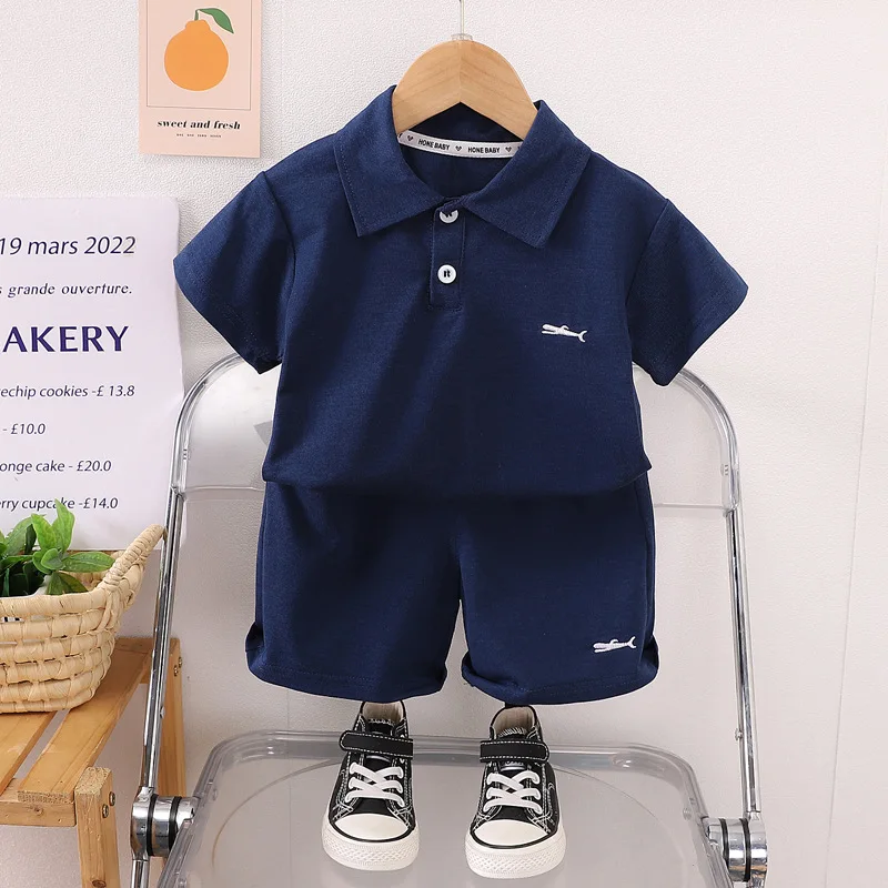 Boys Polo Shirts Clothes Sets Summer 2024 Children Casual T-shirts Shorts 2pcs Sports Suit For Baby Tracksuits Kids Outfits 4 5Y