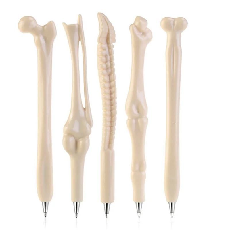 5 Piece Lytwtw\'s Creative Ballpoint Pen Human Bones Funny School Office Supplies Novelty Kids Gift Reward Cute Kawaii Refill