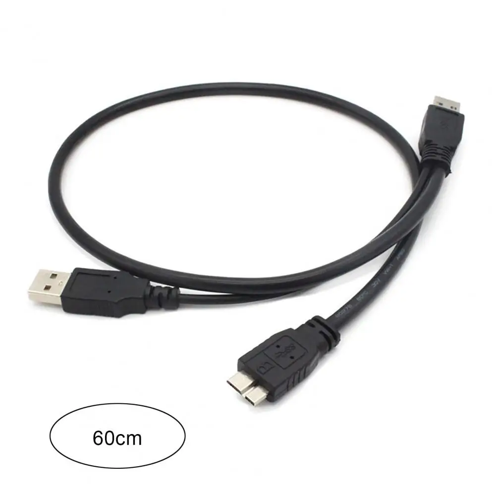 Hard Disk Cable 60cm Usb 3.0 A to Micro B Cable Dual Shape Adapter Cord High Speed Portable External Hard Drive Connector 5gbp/s