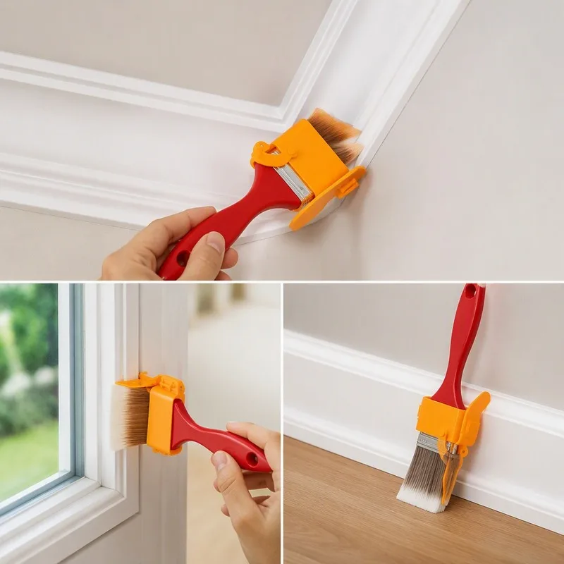 Paint Brush for Wall Ceiling Angle Trimming Wool Blend Paint Roller with Edge Separation Tool for Latex Paint