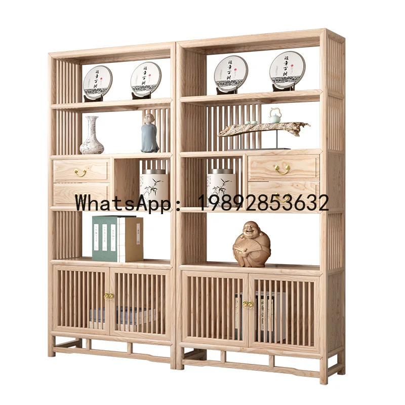 Hys solid wood bookshelf ash wood partition display cabinet storage rack