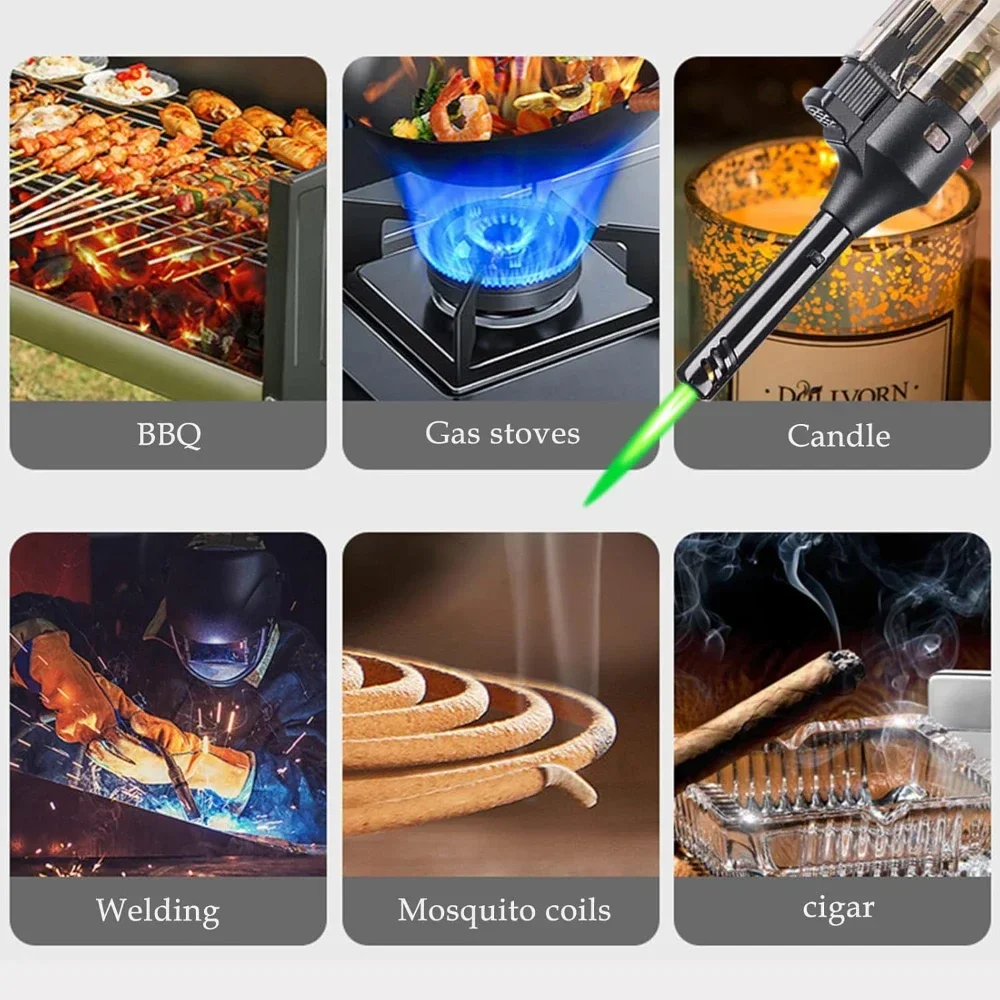 2025  Butane Torch Lighter, Green Flame Jet Lighters, Adjustable Flame Windproof Visible Fuel Tank Kitchen, Outdoor, BBQ - Image 5