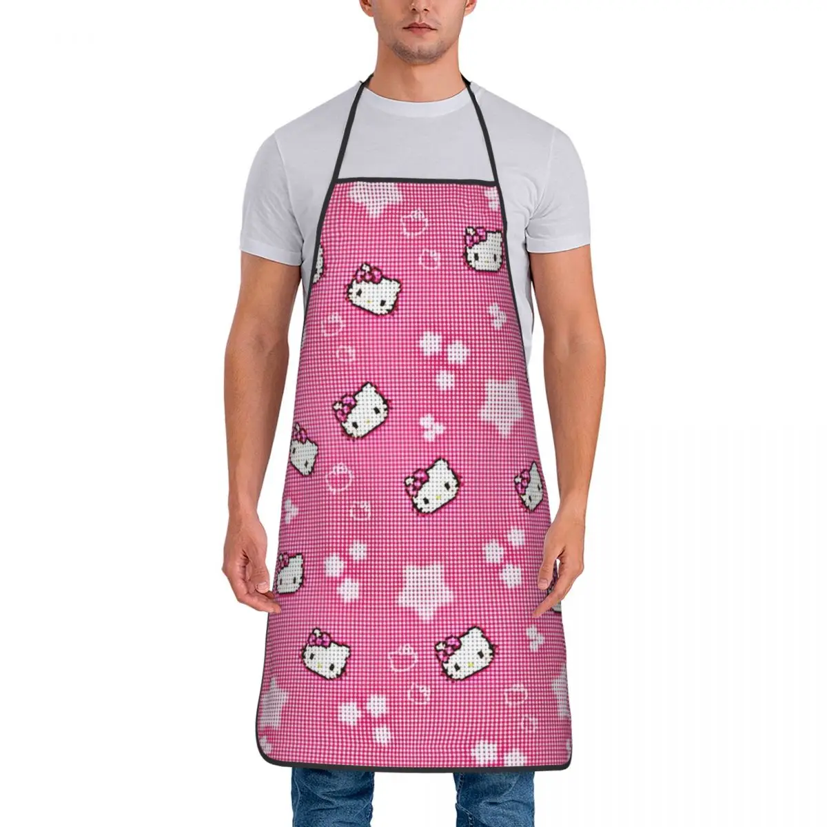 Sanrio Kawaii Hello Kitty Anime Polyester Aprons 52*72cm Cuisine Grill Baking Bib Tablier Gift Pinafores for Chef Barista