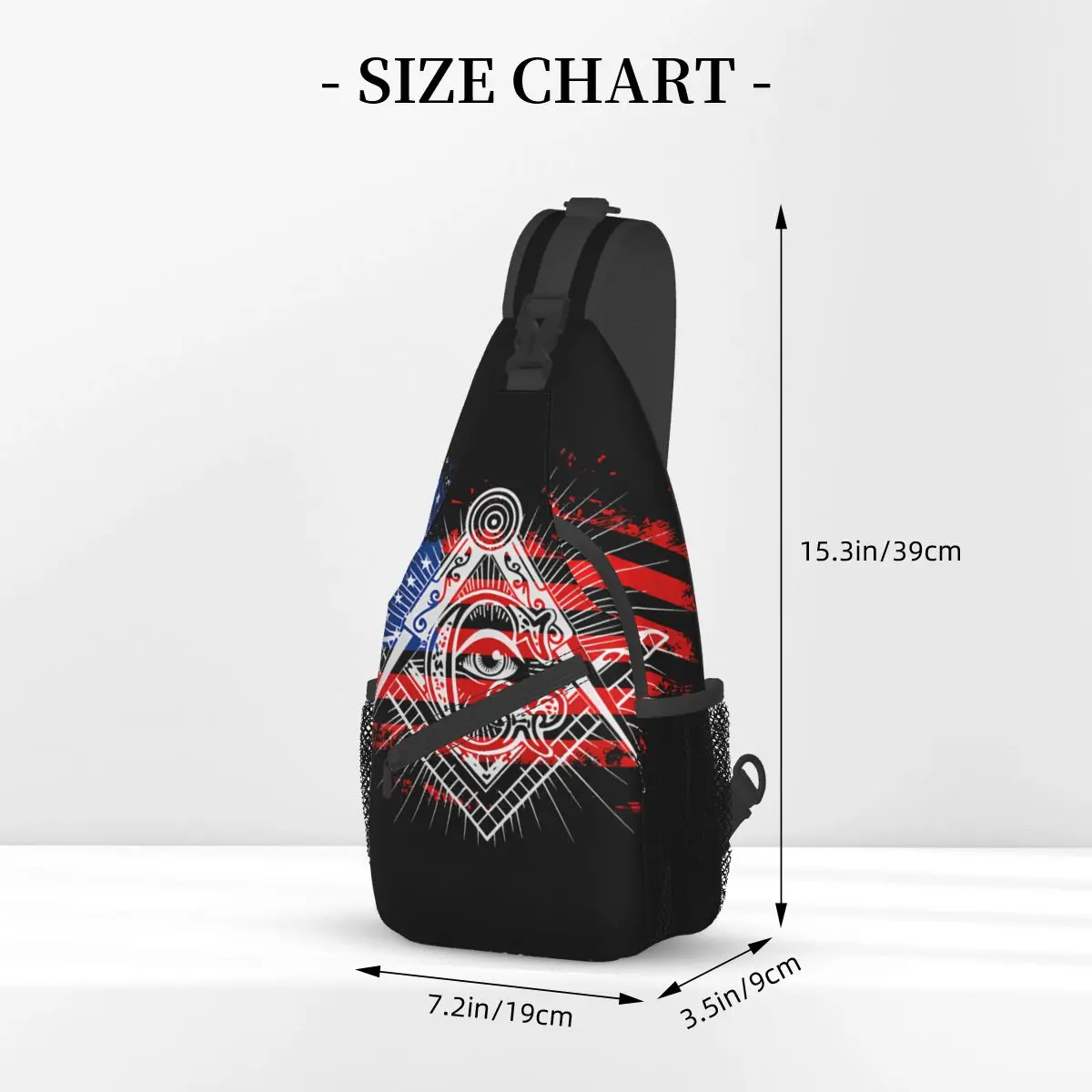 USA Flag Splatter Crossbody Chest Bags Freemasonry Pockets Travel Pack Messenger Sports Teens Shoulder Bag Unisex