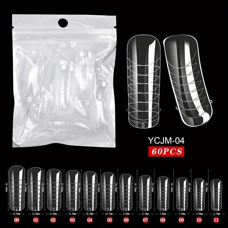 60Pcs/lot Extension False Nails Art Tips Acrylic Fake Finger UV Gel Polish Mold SculptedFullCover PressonManicures Supplies Tool_voghion.com
