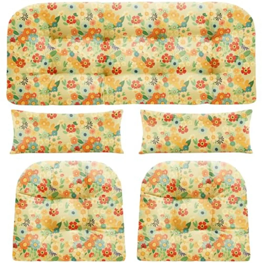

Wicker Chair Cushions of 5 Pieces Waterproof Outdoor Loveseat Cushion for Wicker Furniture 1 Love Seat Cushion 2 U-Shape and 2